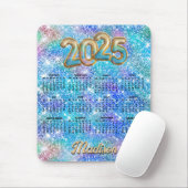 かわいい虹色のユニコーン青い輝き2025カレンダー マウスパッド (マウス)