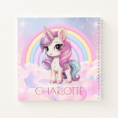かわいい虹色のユニコーン カスタム 学校に戻る ノートブック (裏面)