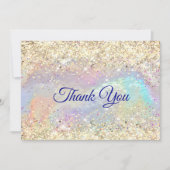 かわいい虹色の偽の金の輝きのクリスマス サンキューカード (正面)