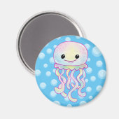 かわいい虹色の水彩クラゲ マグネット (正面/裏面)