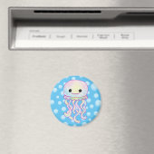 かわいい虹色の水彩クラゲ マグネット (インサイチュ (食洗機))