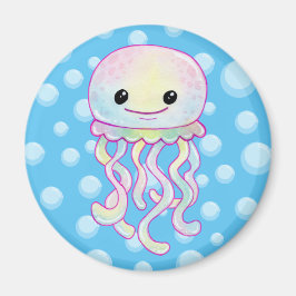 かわいい虹色の水彩クラゲ マグネット