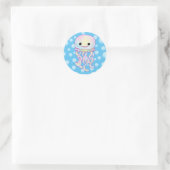 かわいい虹色の水彩クラゲ ラウンドシール (バッグ)
