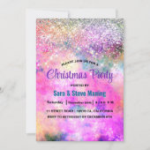 かわいい虹色の銀のフェイクグリッター 招待状 (正面)