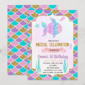 かわいい虹色の魚をテーマにした招待状 招待状 (正面/裏面)