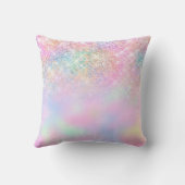 かわいい虹色ユニコーングラデーショングリッターモノグラム クッション (裏面)