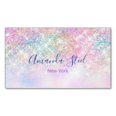 かわいい虹色ユニコーングラデーショングリッター マグネット名刺 (正面)