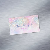 かわいい虹色ユニコーングラデーショングリッター マグネット名刺 (インサイチュ)