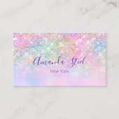 かわいい虹色ユニコーングラデーショングリッター 名刺 (正面)