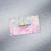かわいい虹色ユニコーンピンクグリッター マグネット名刺 (インサイチュ)