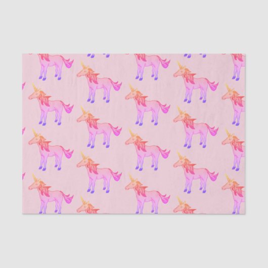 かわいい虹色ユニコーンピンク柄子供用 薄葉紙 (正面)