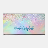 かわいい虹色ユニコーンフェイクグリッター名刺 デスクマット (正面)