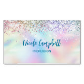 かわいい虹色ユニコーンフェイクグリッター名刺 マグネット名刺 (正面)