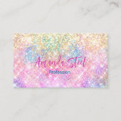 かわいい虹色ユニコーン金ゴールドグリッター 名刺 (正面)