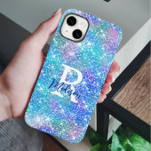 かわいい虹色ユニコーン青ピンクグリッターモノグラム Case-Mate iPhoneケース