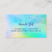 かわいい虹色ユニコーン青フェイクグリッターモノグラム 名刺 (裏面)