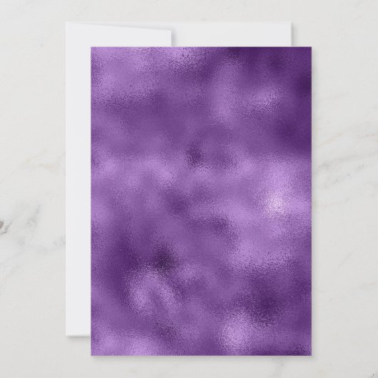 かわいい虹色ユニコーン青フェイクグリッターモノグラム 招待状 (裏面)