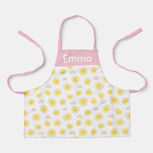 かわいい虹、サンシャインとハートパステル エプロン (正面)