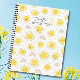 かわいい虹、サンシャインとハートパステル ノートブック