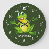 かわいい蛙の愛人は、名前を付け加える ラージ壁時計 (正面)