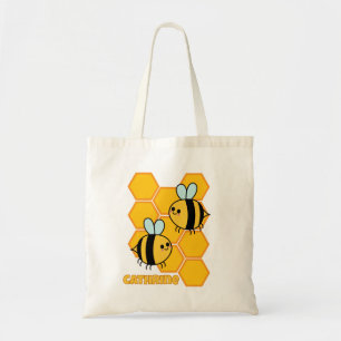 かわいい蜂とハニカムデザイン オリジナル トートバッグ