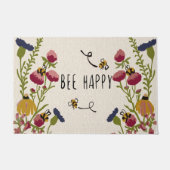 かわいい蜂とフラワーラグ、自然恋人の贈り物 ドアマット (正面)