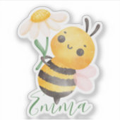 かわいい蜂と花 彼女に 子供向け 現代 シール (正面)