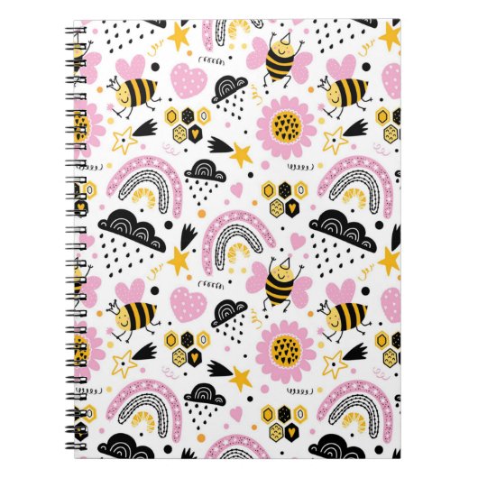 かわいい蜂と虹 ノートブック (正面)