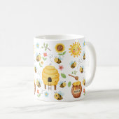 かわいい蜂と蜂の巣 コーヒーマグカップ (正面右)