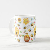 かわいい蜂と蜂の巣 コーヒーマグカップ (正面左)