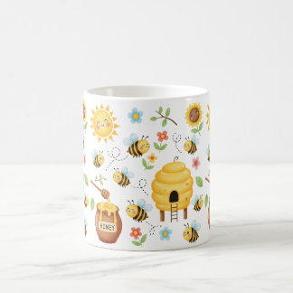 かわいい蜂と蜂の巣 コーヒーマグカップ