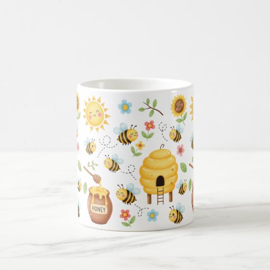 かわいい蜂と蜂の巣 コーヒーマグカップ (中央)
