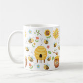 かわいい蜂と蜂の巣 コーヒーマグカップ (左)