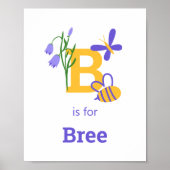 かわいい蜂と蝶の名前をカスタムする子供部屋ポスター ポスター (正面)