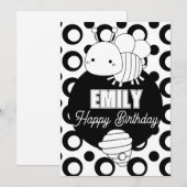 かわいい蜂ぬりえ誕生日パーティー シーズンカード (正面/裏面)