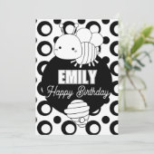 かわいい蜂ぬりえ誕生日パーティー シーズンカード (スタンド正面)