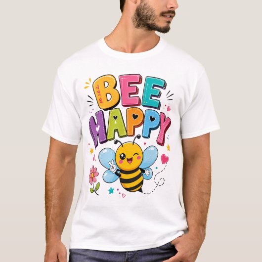 かわいい蜂のグラフィックTシャツ | 面白いデザイン Tシャツ (正面)