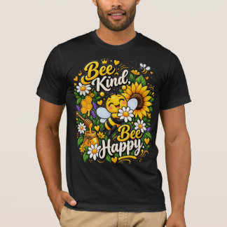かわいい蜂のグラフィックTシャツ Bee Kind Bee Happy Tシャツ