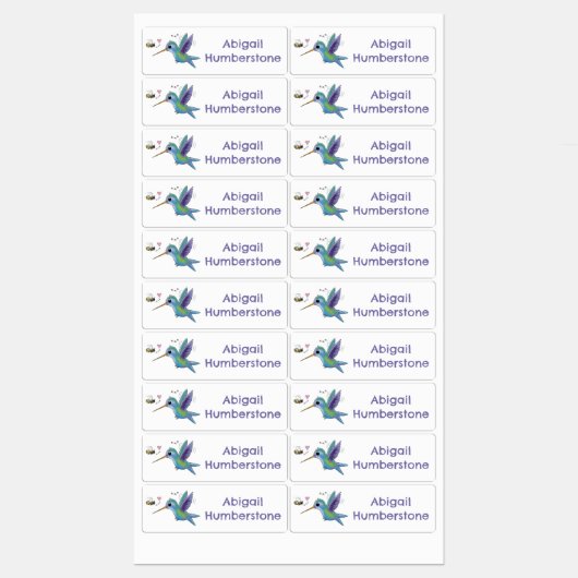 かわいい蜂のハチドリの漫画パーソナライズされた ラベル (シート)