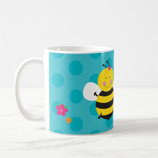 かわいい蜂のパーソナライズなマグ コーヒーマグカップ (左)