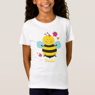 かわいい蜂のパーソナライズな女の子のワイシャツ Tシャツ