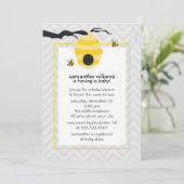 かわいい蜂のベビーシャワーをブンブンいう音 招待状 (スタンド正面)