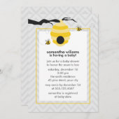 かわいい蜂のベビーシャワーをブンブンいう音 招待状 (正面/裏面)