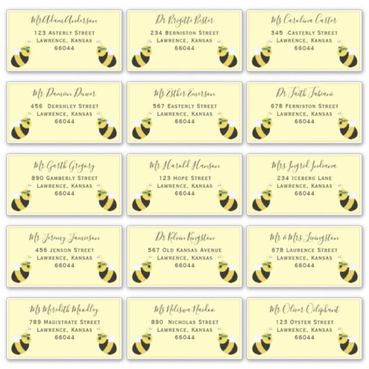 かわいい蜂の個別出荷アドレス赤ちゃんシャワー シール (正面)