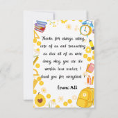 かわいい蜂の先生への感謝カード（子供から教師へ） サンキューカード (裏面)