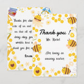 かわいい蜂の先生への感謝カード（子供から教師へ） サンキューカード (正面/裏面)