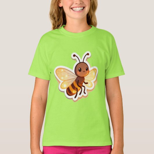 かわいい蜂の子供用Tシャツ - 愛らしいキャラクタービー Tシャツ (正面)