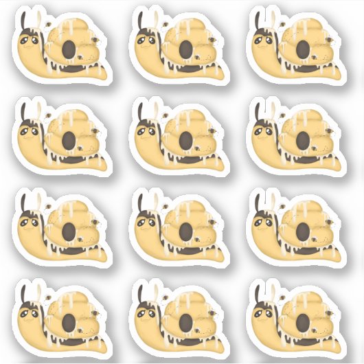 かわいい蜂の巣とはちみつのカタツムリステッカー シール (正面)