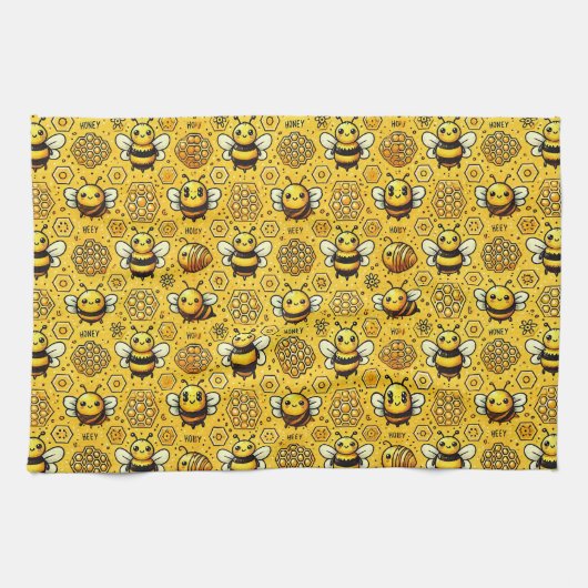🐝 かわいい蜂の巣キッチン雑貨 🌼 キッチンタオル (横)