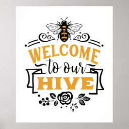 かわいい蜂の巣歓迎ワードアート ポスター